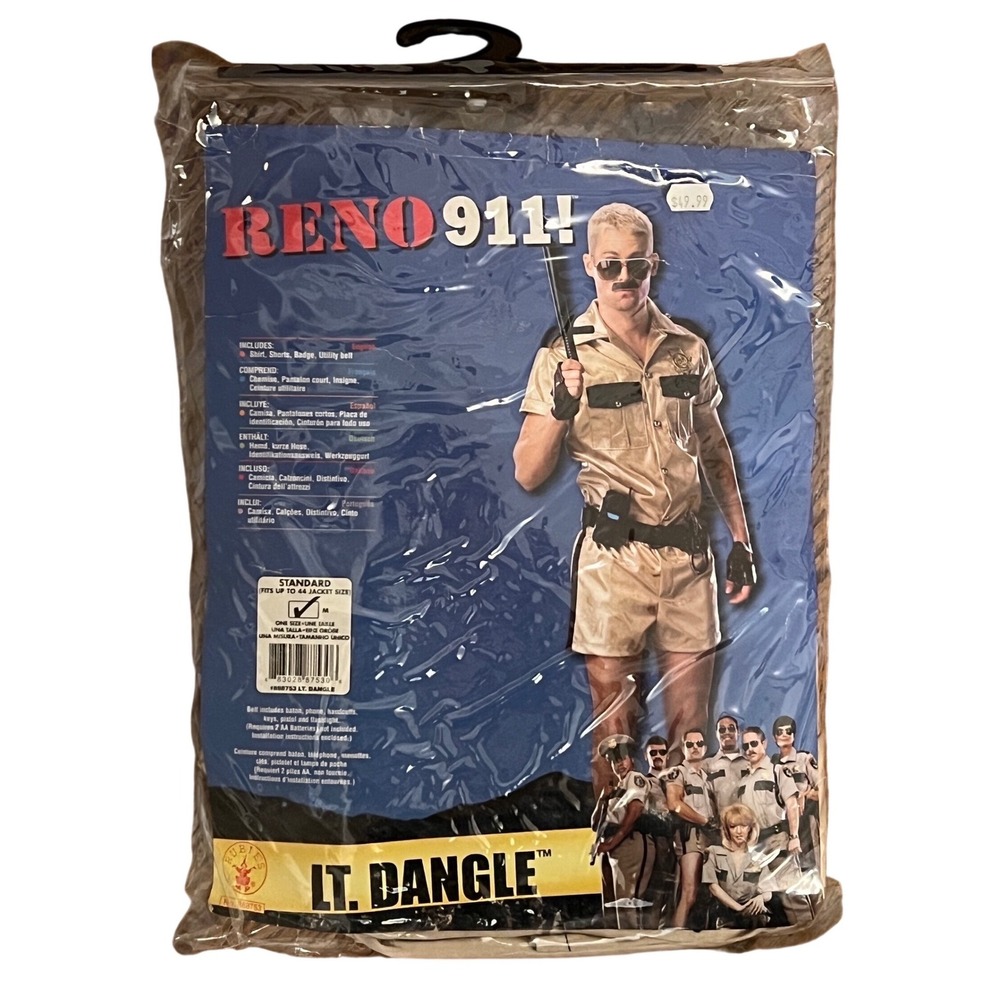 Rubies Reno 911! Lt Dangle Halloween Costume Men Tan Shorts Set Belt Cosplay